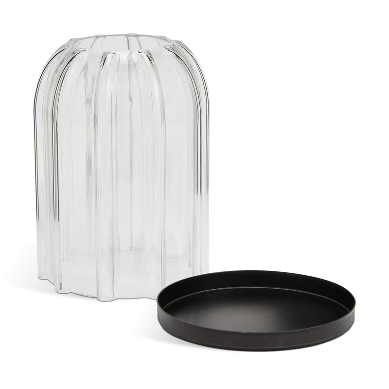 Habitat Ribbed Cloche Tealight Holder Glass 15cm High, UK version