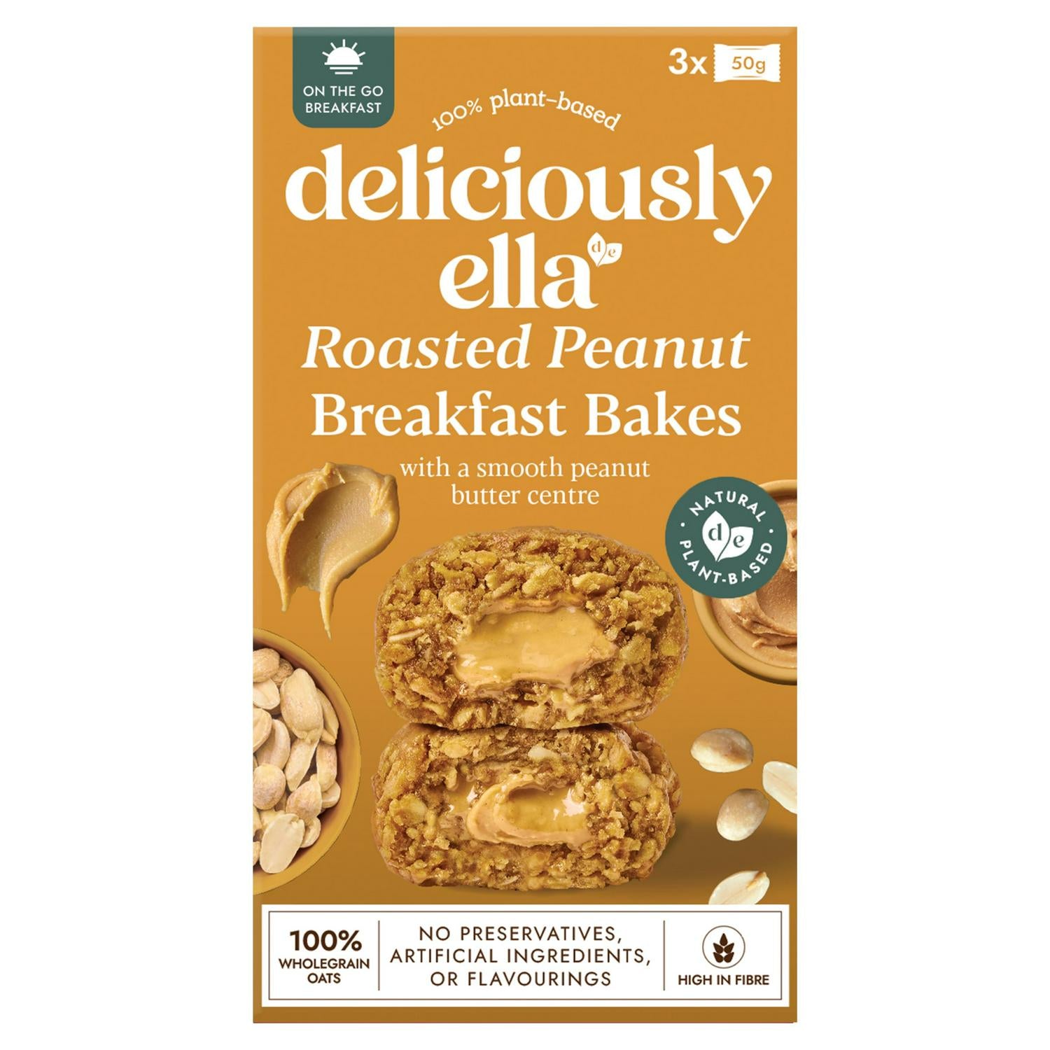 Deliciously Ella roasted peanut breakfast bakes with peanut butter centre 150g - British product