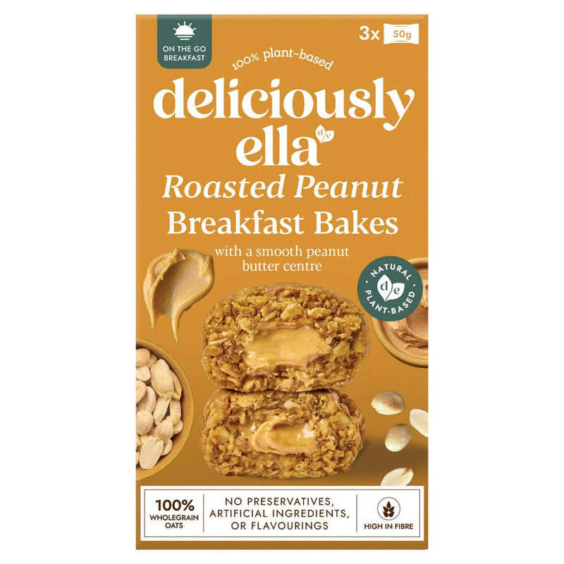 Deliciously Ella roasted peanut breakfast bakes with peanut butter centre 150g - British product