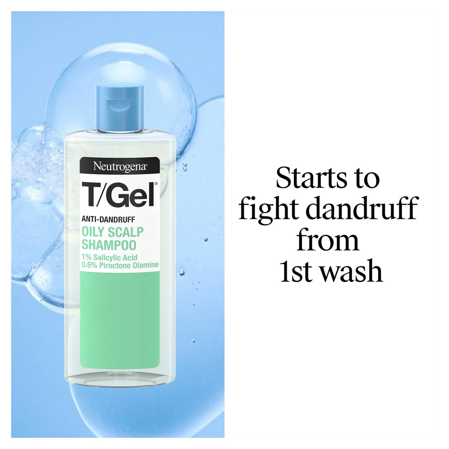 Neutrogena T-Gel Oily Scalp shampoo 250ml bottle, imported from the UK