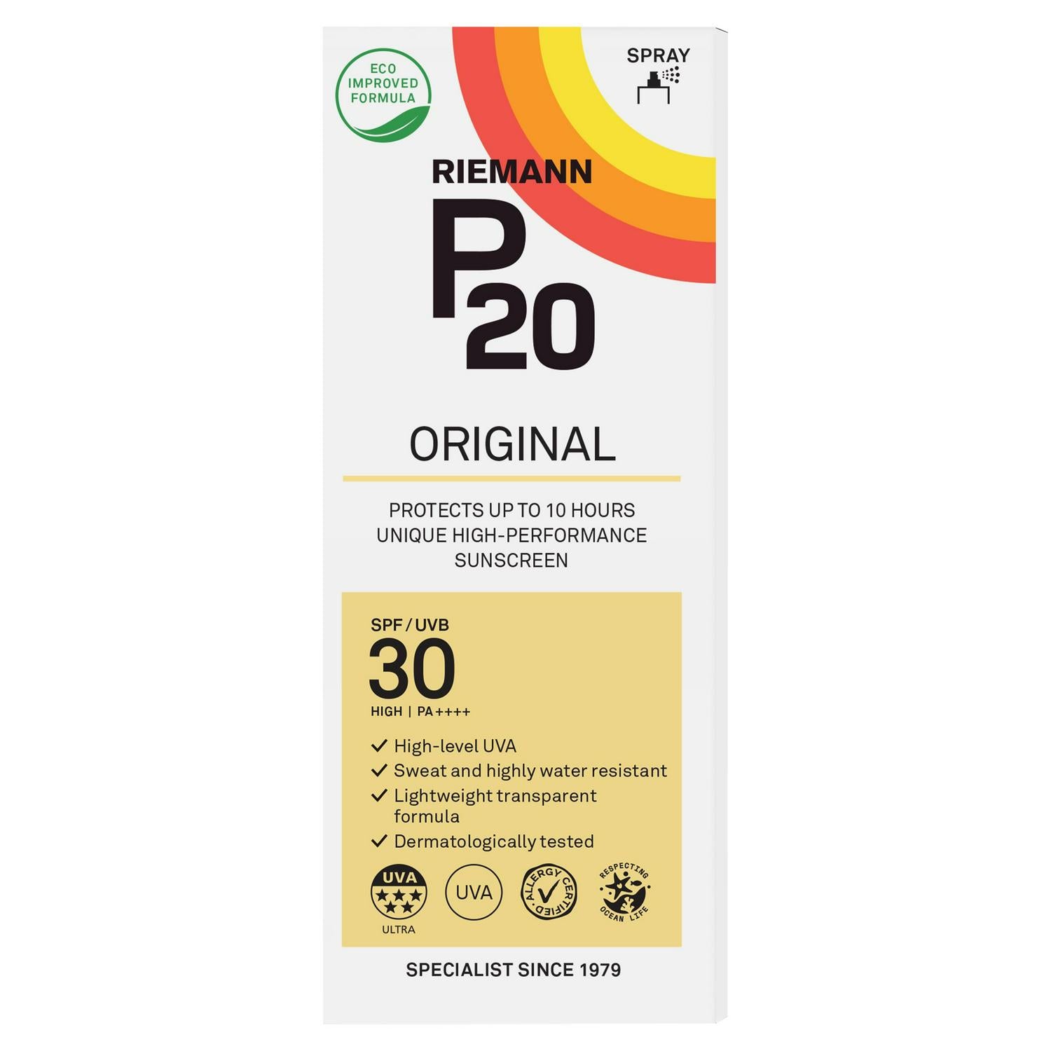 Riemann P20 Spray Original SPF 30 200ml imported from the UK