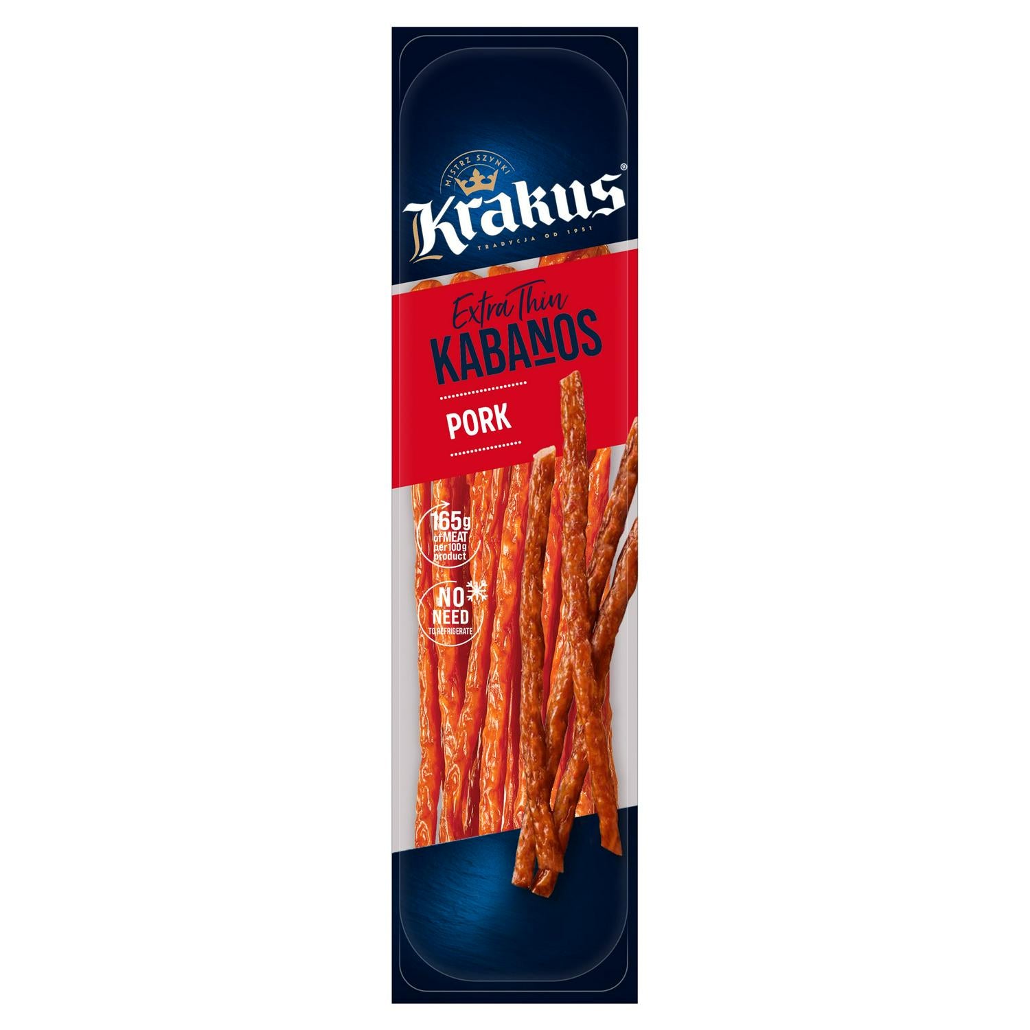 Krakus Classic Kabanos Pork Snack Sausage 180g, UK version