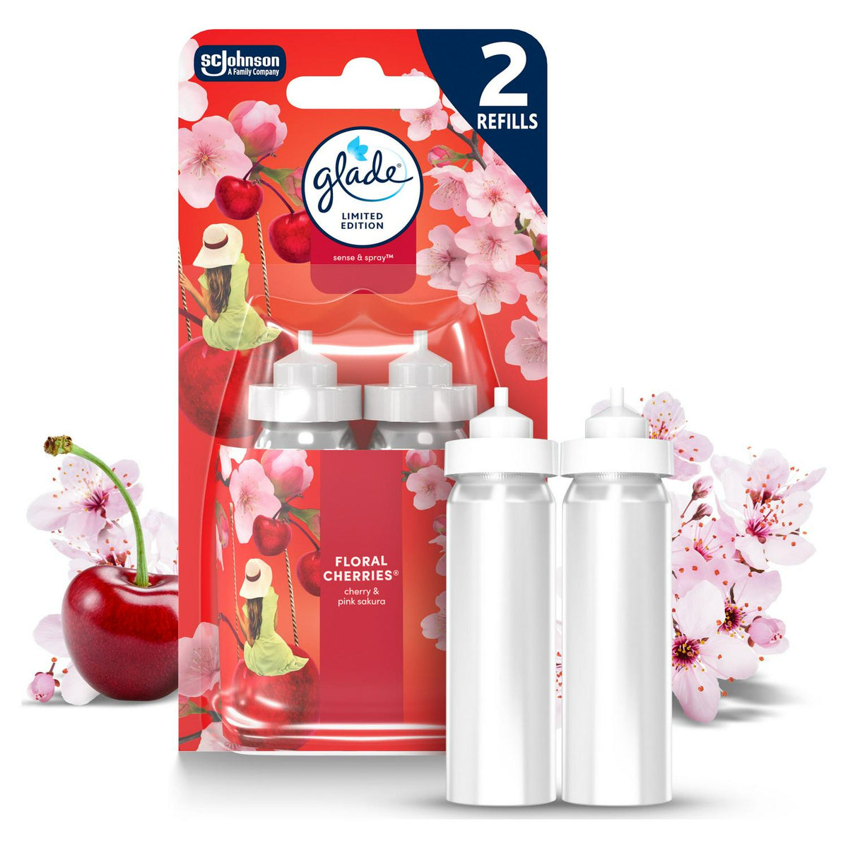 Glade Sense & Spray Air Freshener Twin Refill Floral Cherries 2 x 18ml