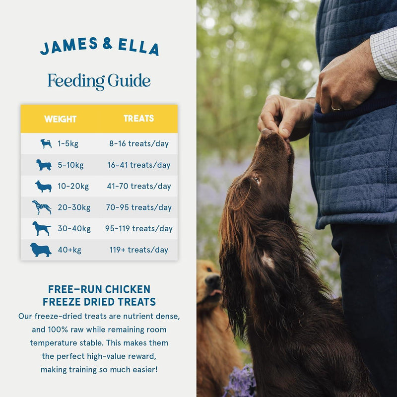 James & Ella freeze-dried free-run chicken dog treats 40g, UK version