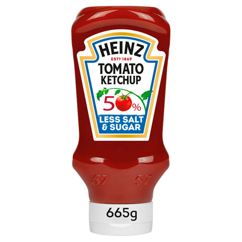Heinz Tomato Ketchup 50% Less Sugar and Salt 665g, UK version