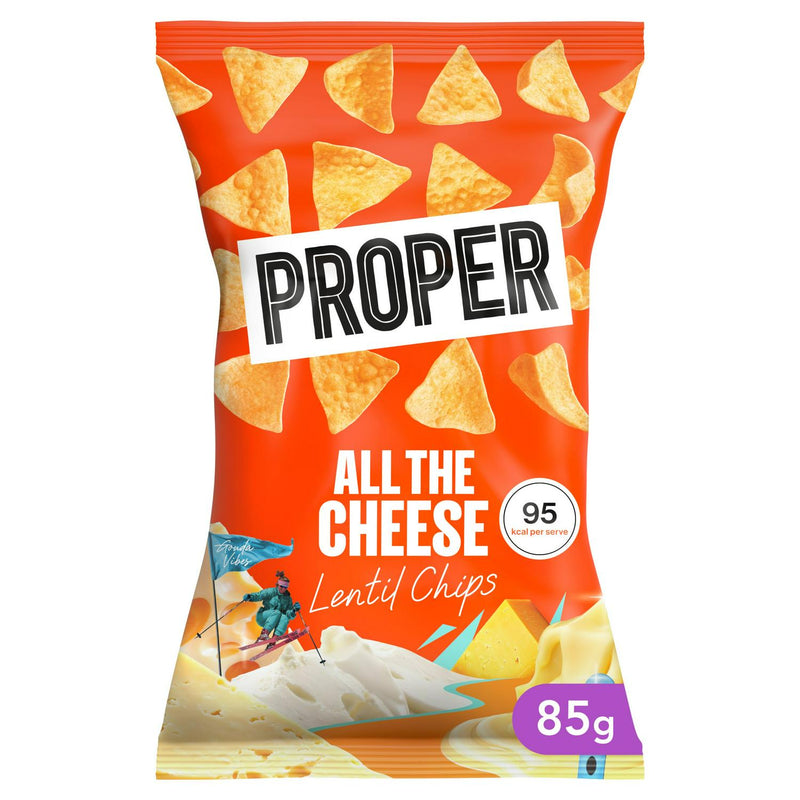 Proper lentil chips All the Cheese 85g, imported from the UK