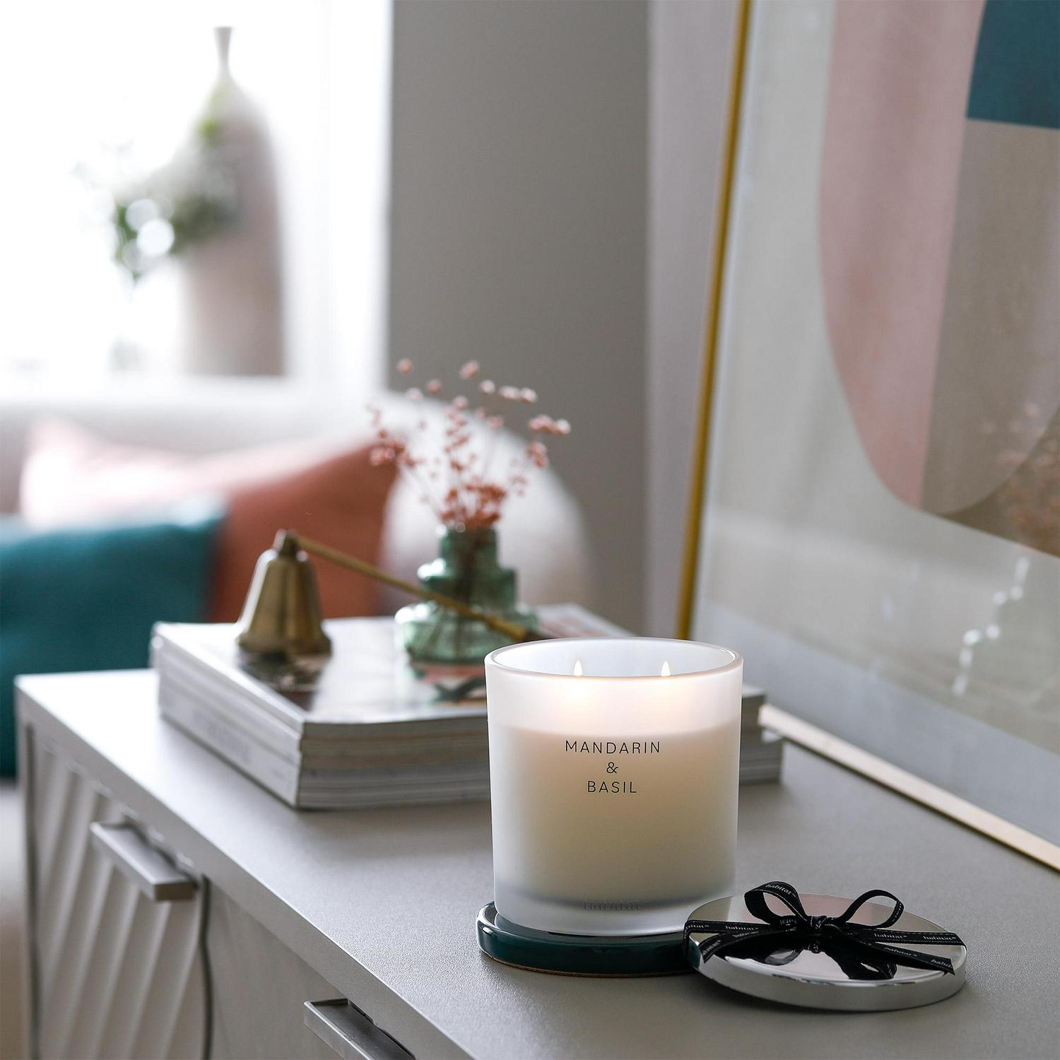 Habitat Large Candle with Lid - Mandarin & Basil