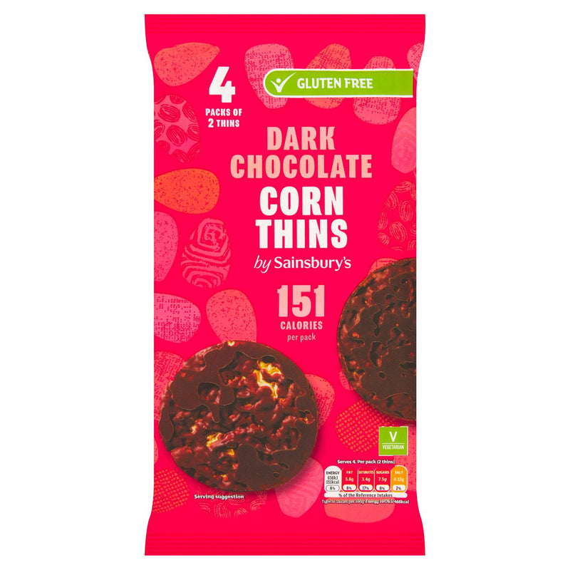 Sainsbury's dark chocolate corn thins snack pack 4 x 22.5g (British brand)
