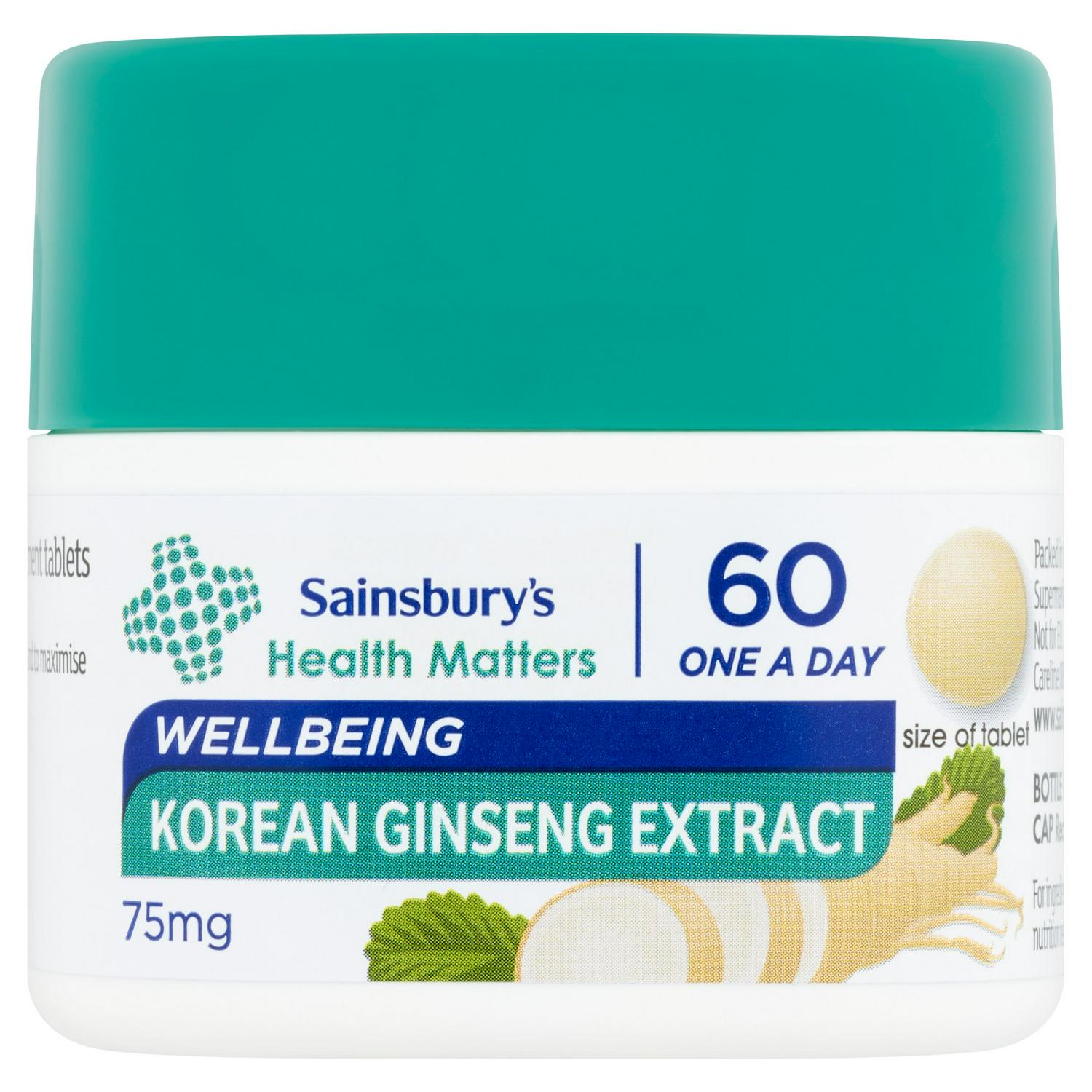 Sainsbury's Healthcare Korean Ginseng Extract Tablets x60 75mg