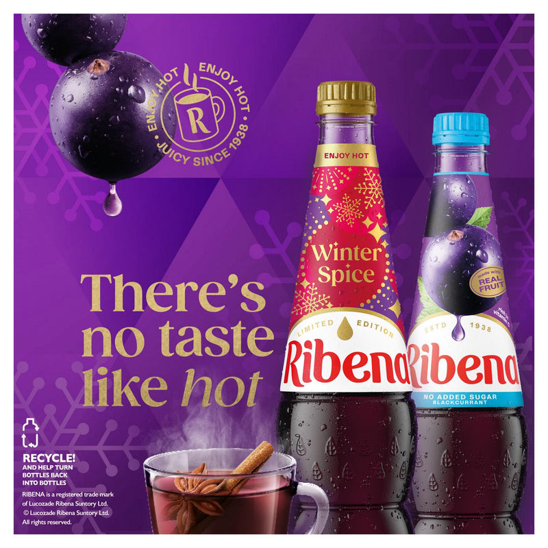 Ribena winter spice squash no added sugar 850ml, imported from the UK