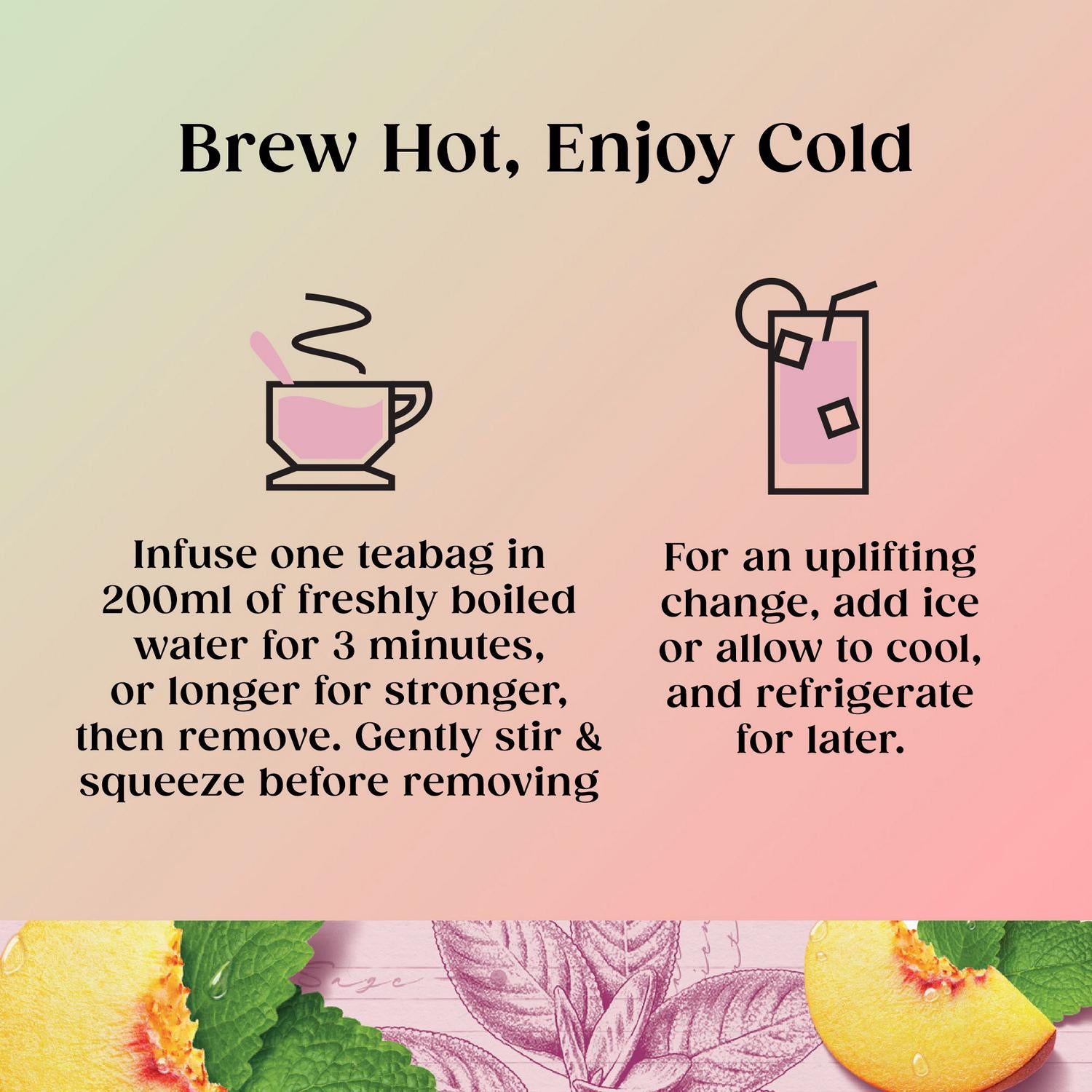 Twinings Superblends Menopause Cool Moments peach herbal tea bags imported from the UK