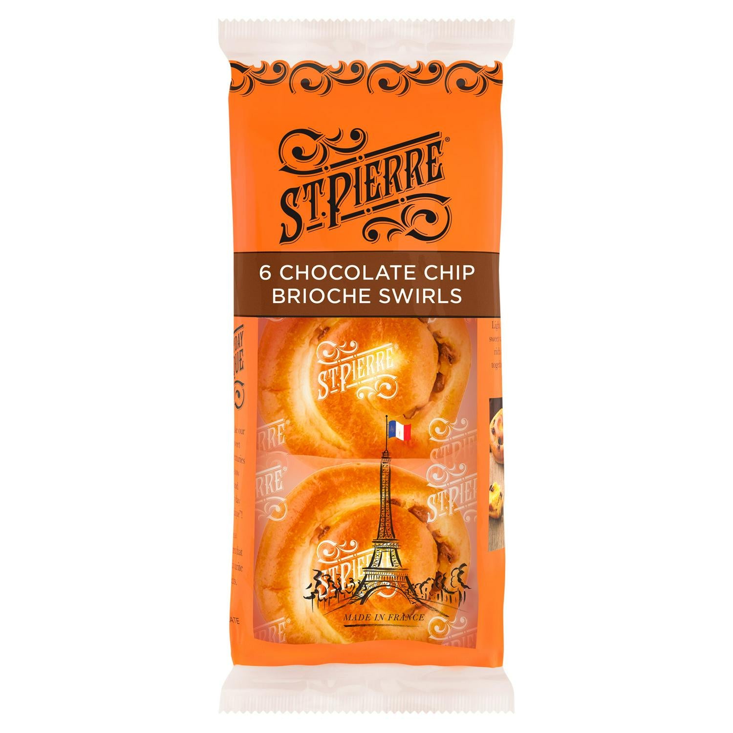 St Pierre Chocolate Chip Brioche Swirls 6 pack (British brand)