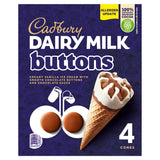 Cadbury Dairy Milk Buttons ice cream cone 4 pack 100ml - British product
