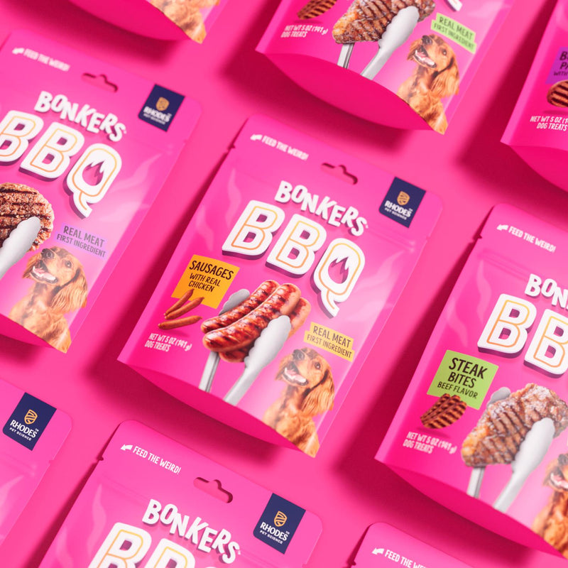 Bonkers BBQ chicken sausage dog treats 85g - British product