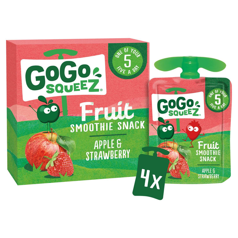 GoGo Squeez apple strawberry smoothie pouch 4x90g, UK version