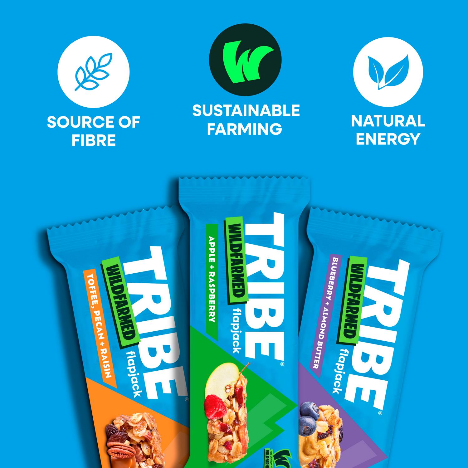 Tribe Wildfarmed Flapjack Blueberry Almond Butter 50g, imported from the UK