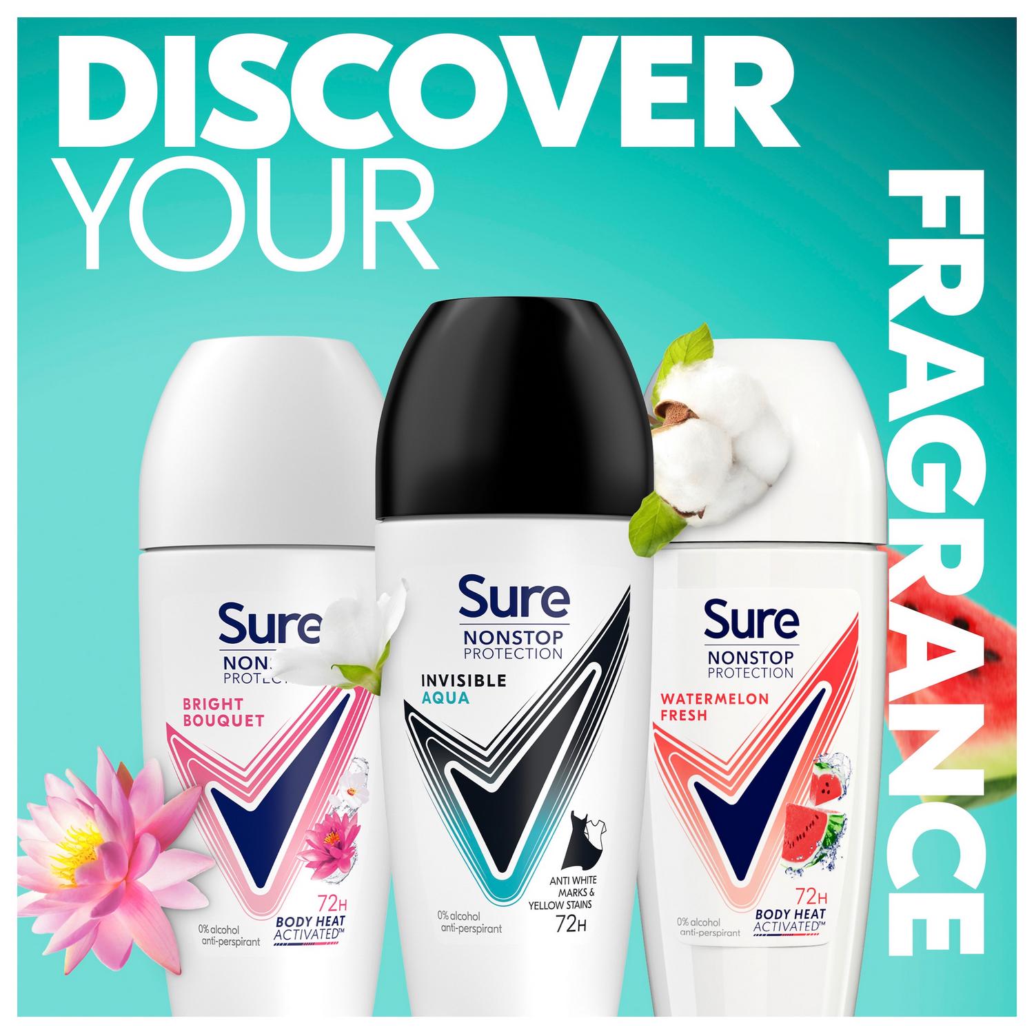 Sure Nonstop Protection Anti Perspirant Roll On Invisible Aqua 50ml