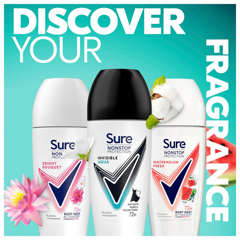 Sure Nonstop Protection Anti Perspirant Roll On Invisible Aqua 50ml