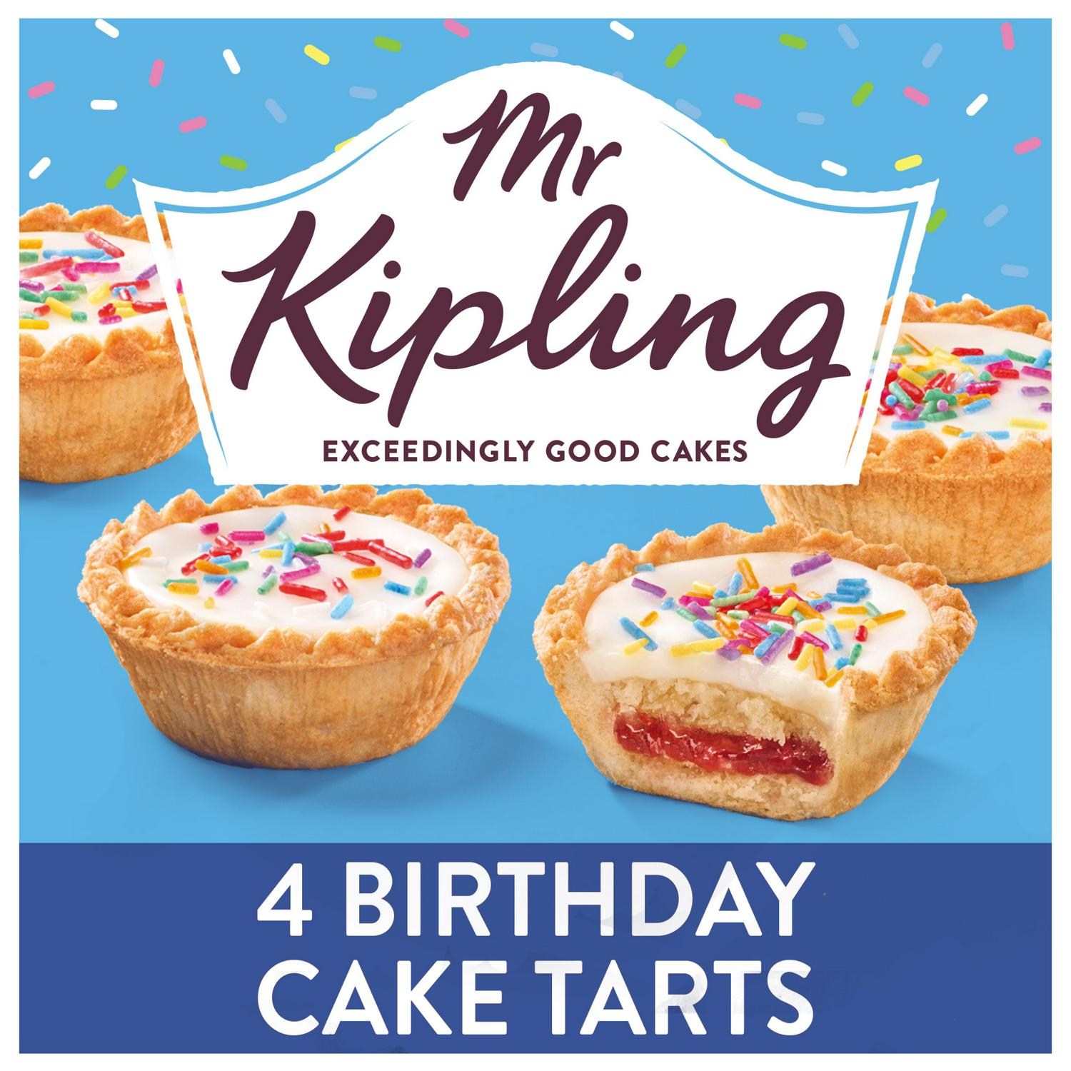 Mr Kipling Birthday Cake Tarts x4, imported from the UK