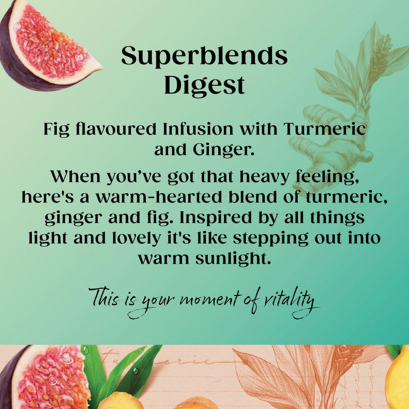 Twinings Superblends Digest Ginger Turmeric Fig Tea Bags 20 Pack (British brand)