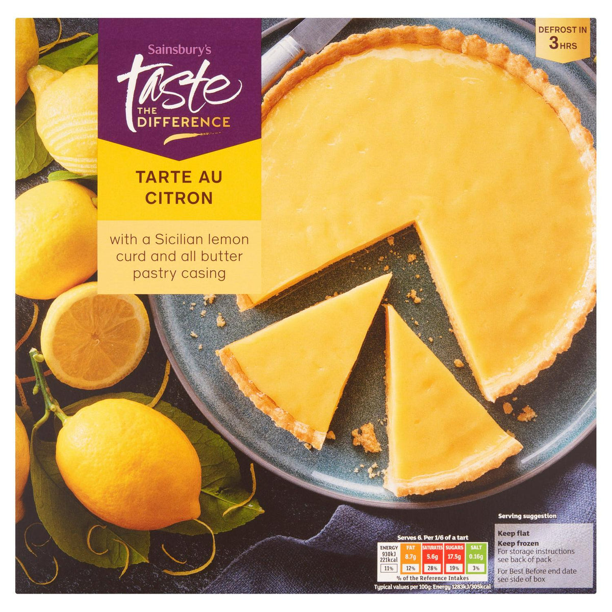 All Butter Pastry Lemon Tart with Sicilian Lemon Filling 435g