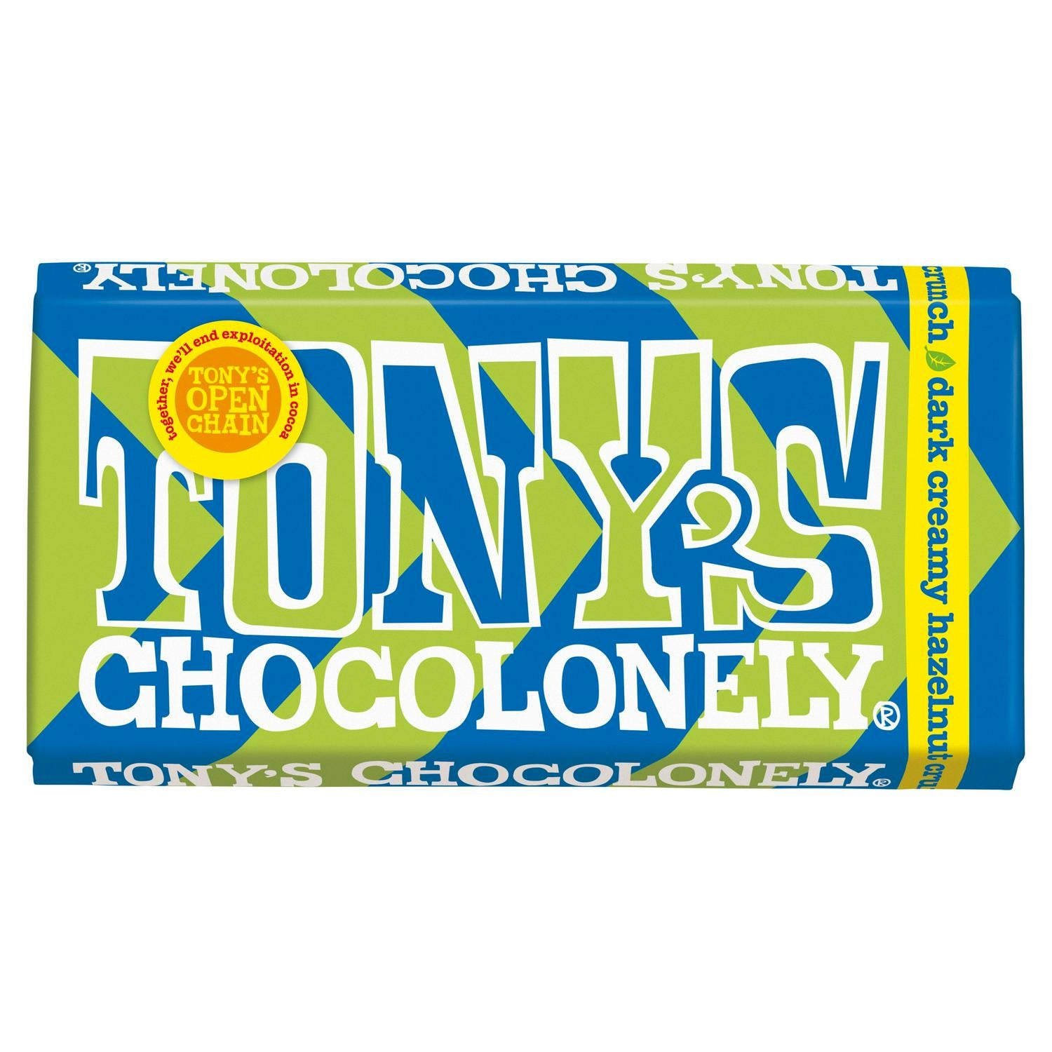Tony's Chocolonely vegan dark chocolate bar 180g with hazelnut (British brand)