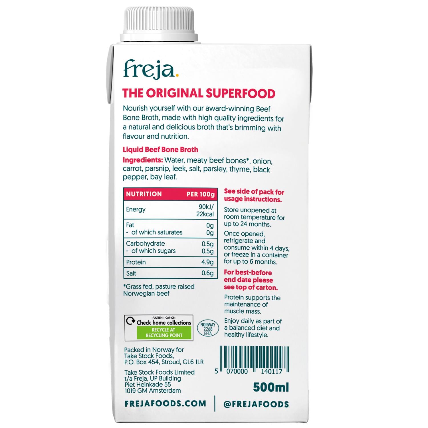 Freja classic beef bone broth 500ml - British product