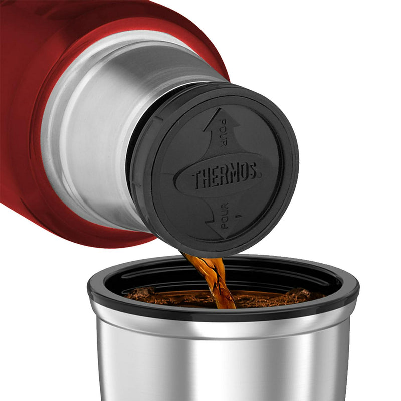 Thermos red stainless steel flask 1.2L capacity (British brand)