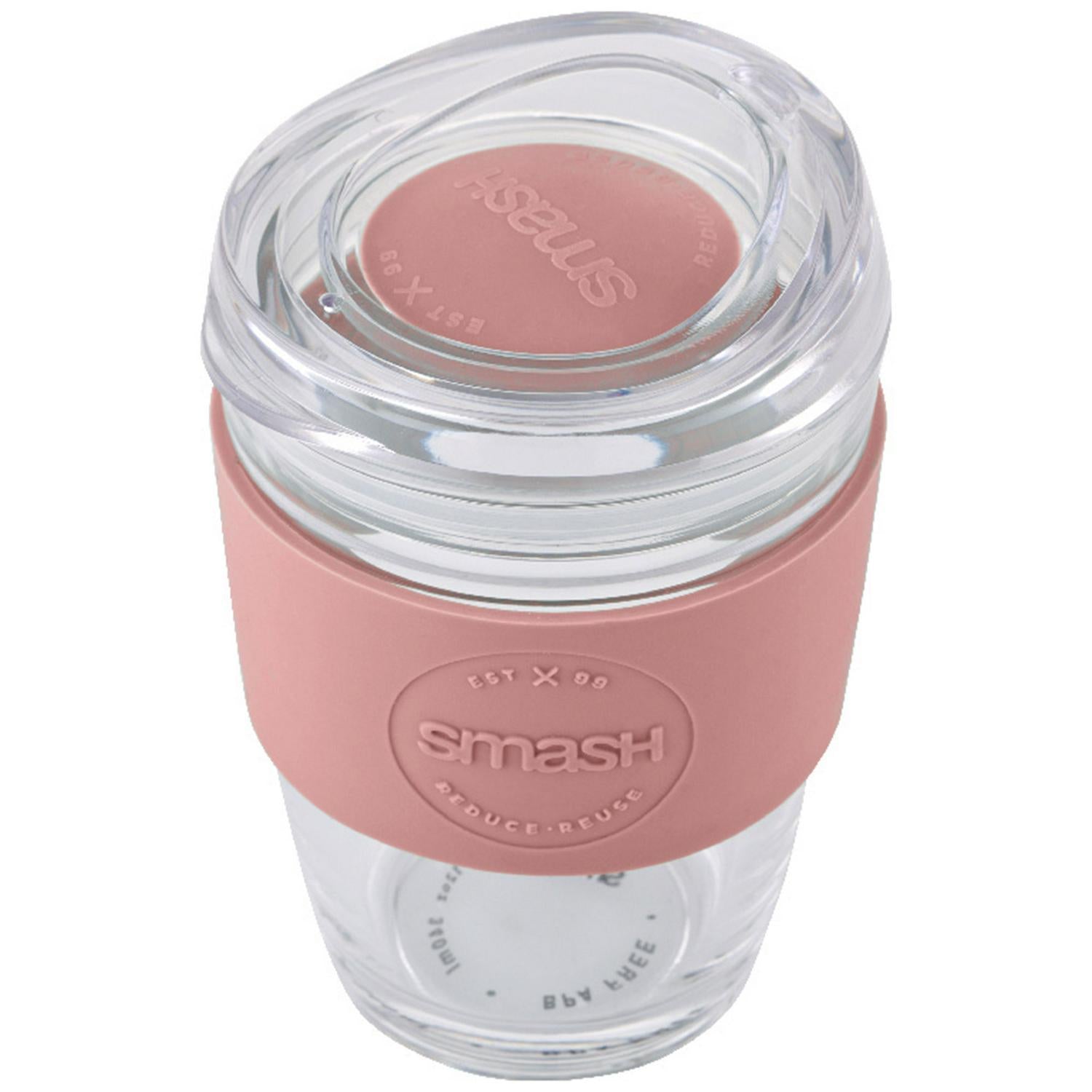 Smash Glass reusable coffee cup pink travel mug (British brand)