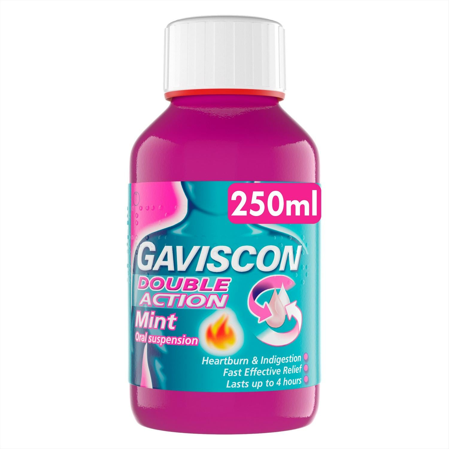 Gaviscon Double Action Mint Oral Suspension 250ml, UK version
