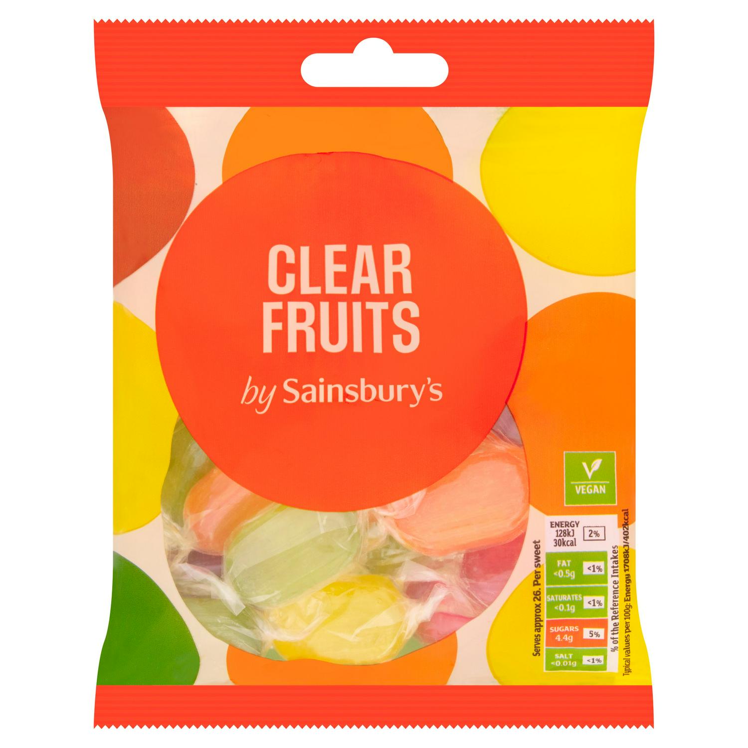 Sainsbury's Clear Fruits Boiled Sweets Assorted Fruit 200g (British brand)