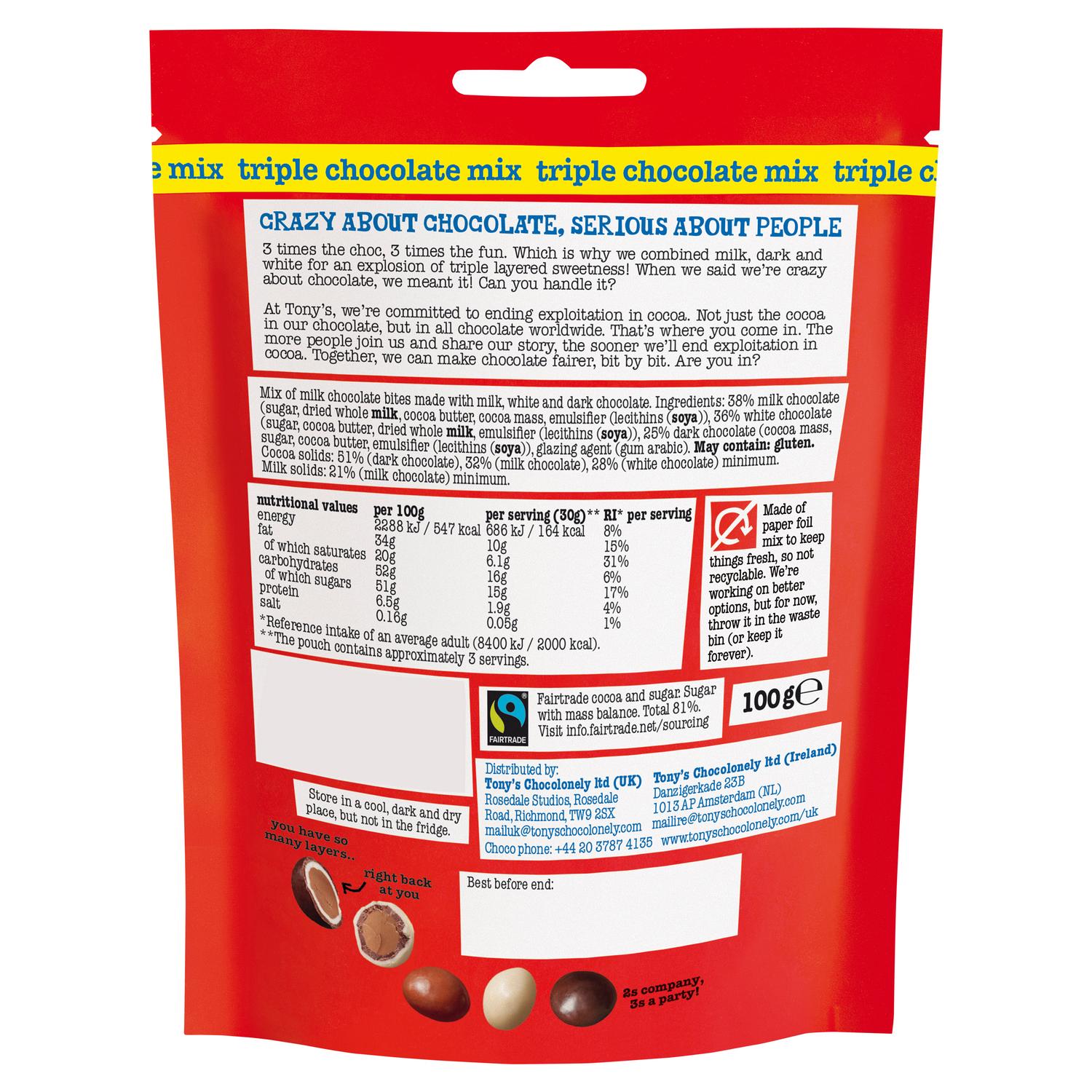 Tony's Chocolonely Littl' Bits Triple Chocolate Mix 100g