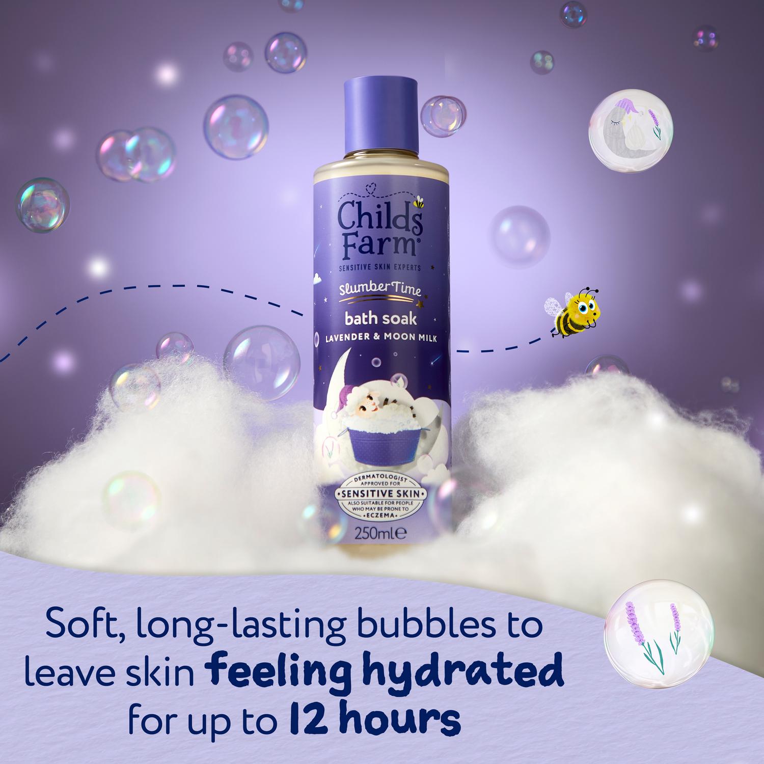 Childs Farm Slumber Time Sleep Bath Soak Lavender & Moon Milk Gentle Bubble Bath for Babies Kids & Sensitive Skin 250ml