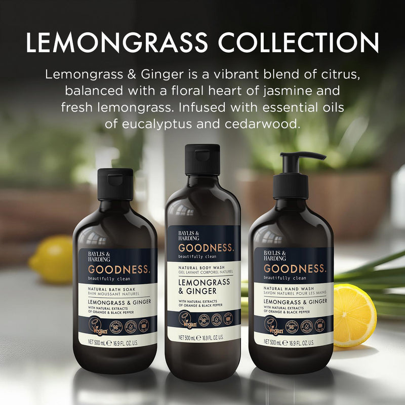 Energising Natural Bath Soak with Lemongrass and Ginger 500ml