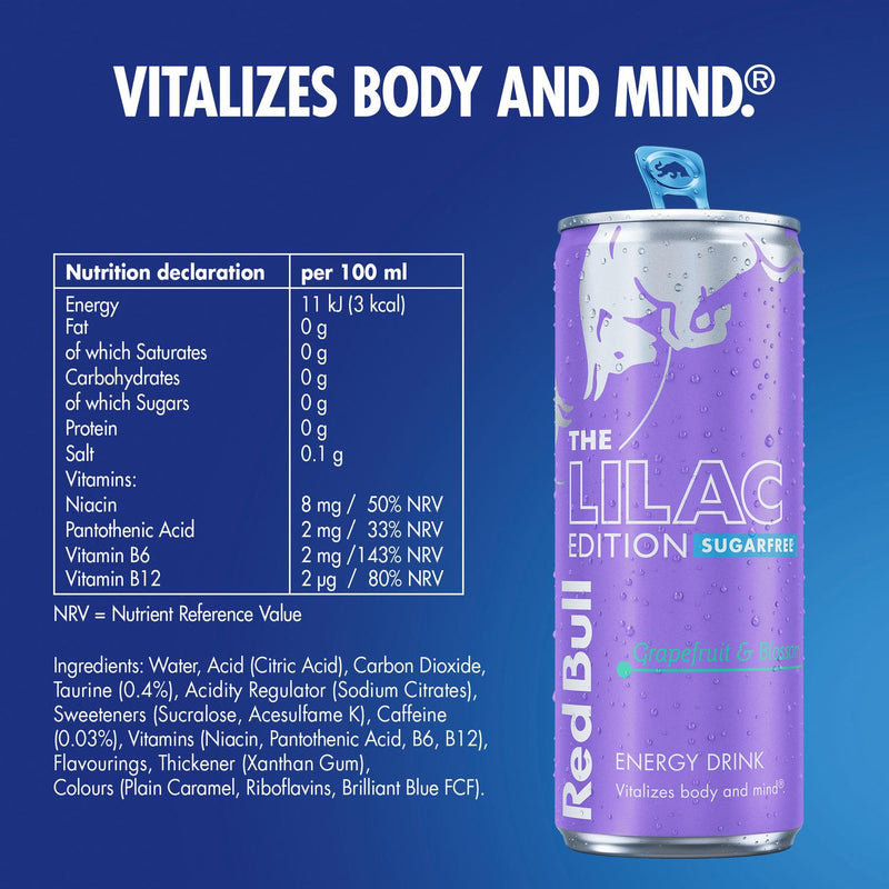 Red Bull Sugar Free Grapefruit 4 x 250ml , imported from the UK