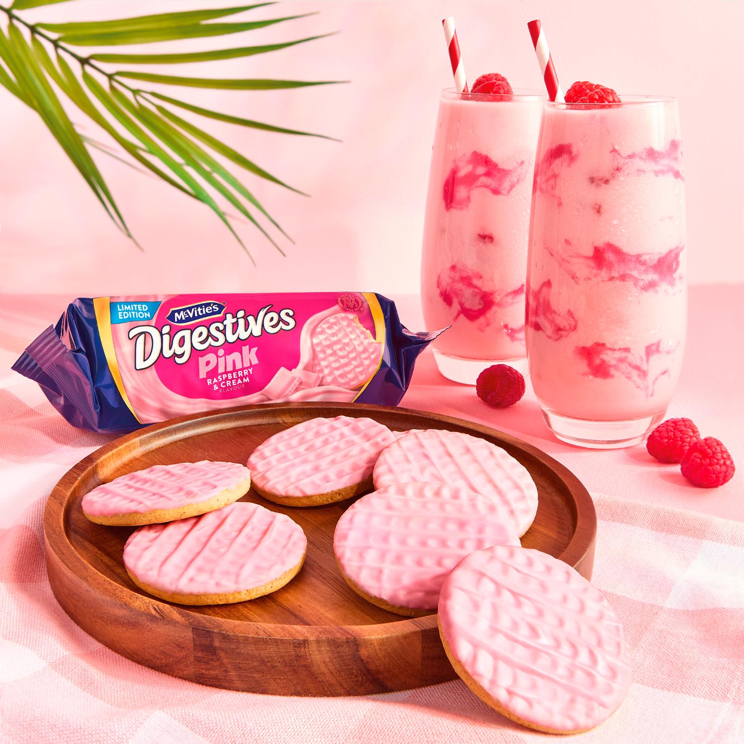 McVitie's Pink Raspberry & Cream Digestives 232g, imported from the UK
