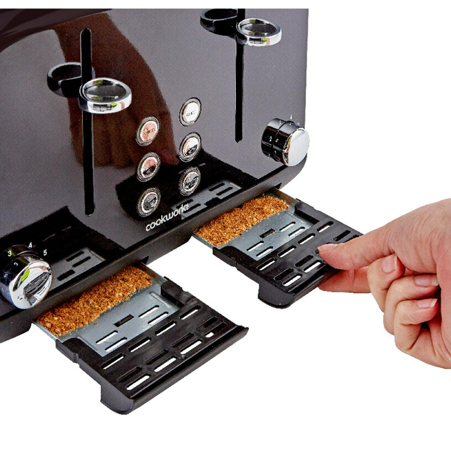 Cookworks Metal Pyramid 4 Slice Toaster Black
