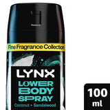 Lynx Coconut + Sandalwood 72hr Lower Body Spray Fine Fragrance Deodorant for Men 100ml