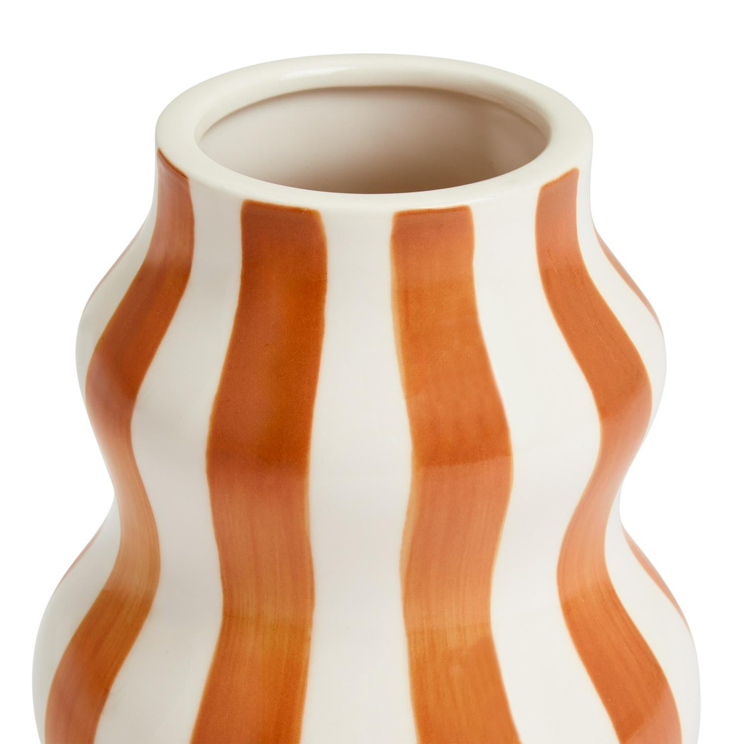 Habitat Hand Painted Rust Stripe Vase 25cm - British product