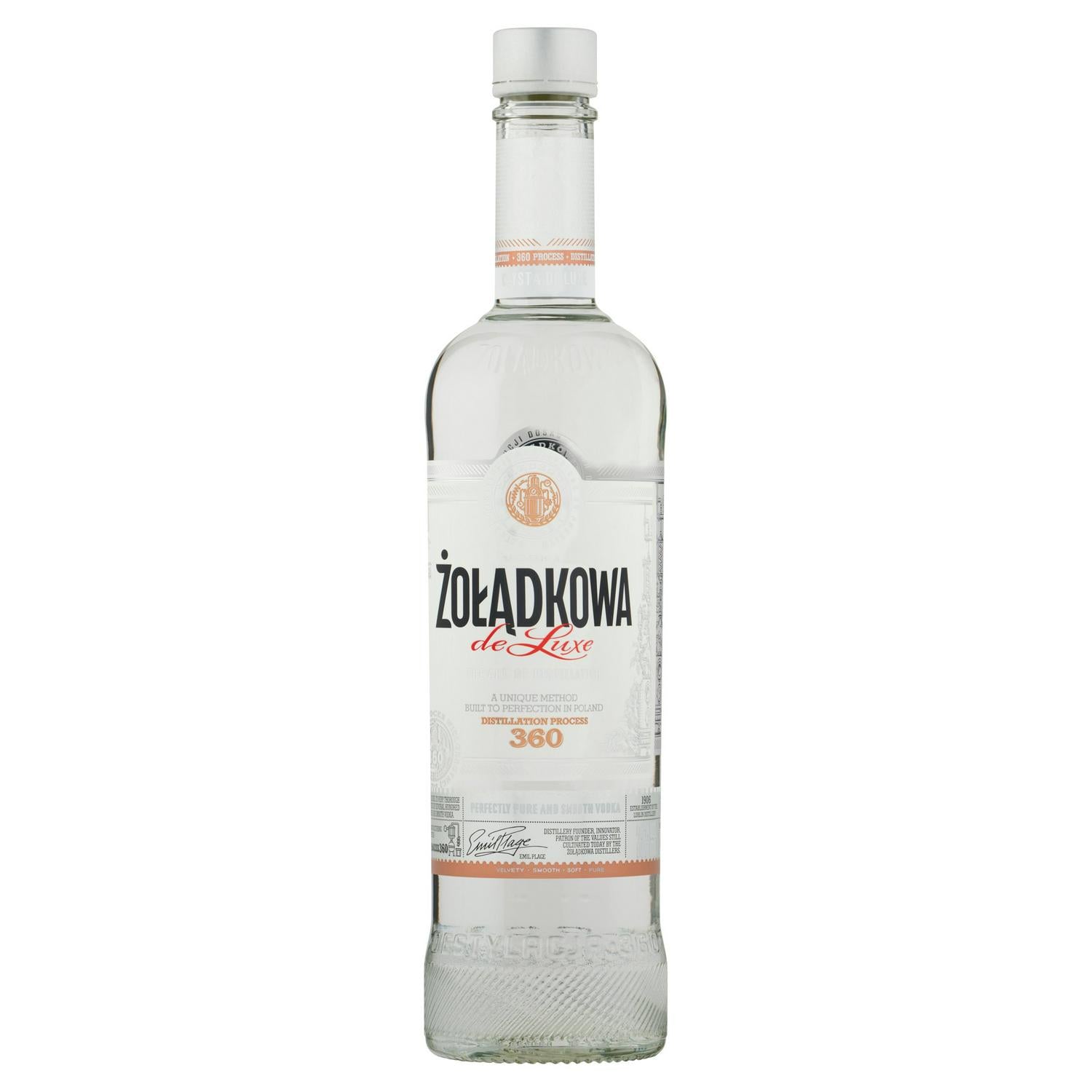 Zodkowa De Luxe Vodka 50cl glass bottle packaged securely (British brand)