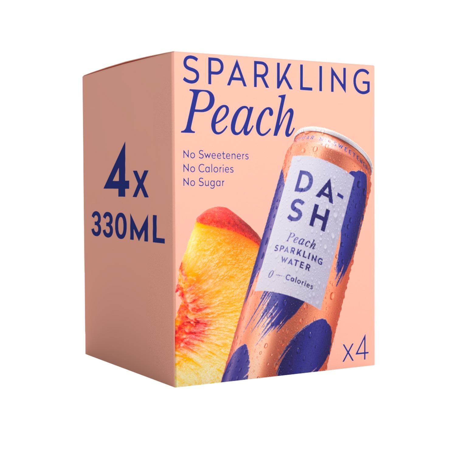 Dash peach sparkling water multipack 4 x 330ml - British product