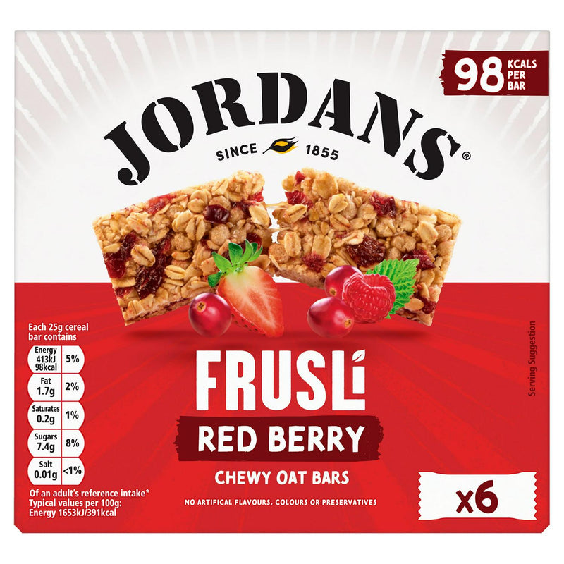 Jordans Red Berry Oat Cereal Bars 6 x 25g, UK version
