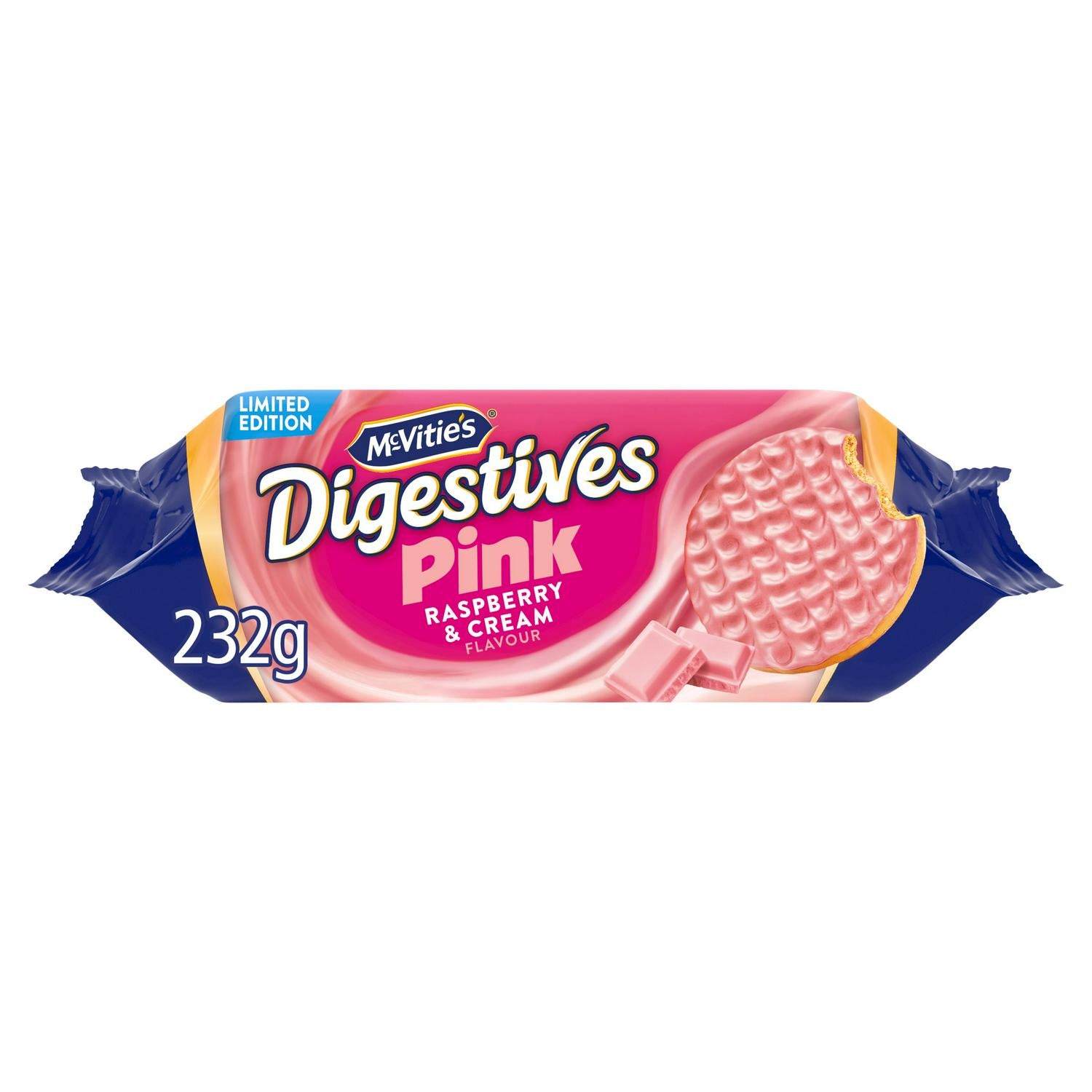 McVitie's Pink Raspberry & Cream Digestives 232g, imported from the UK