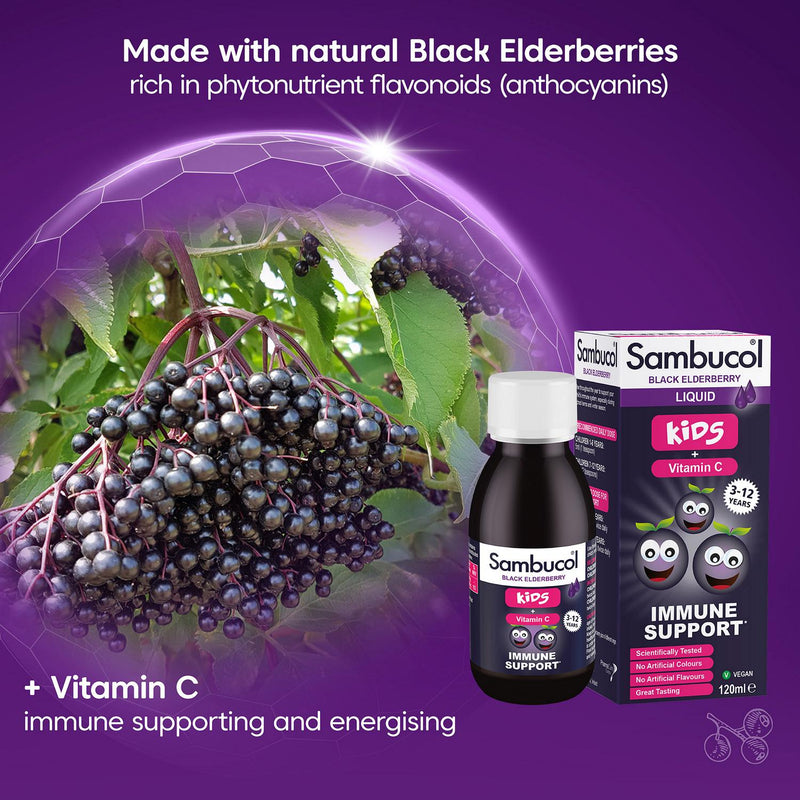Sambucol Black Elderberry Kids Liquid Vitamin C 120ml (British brand)