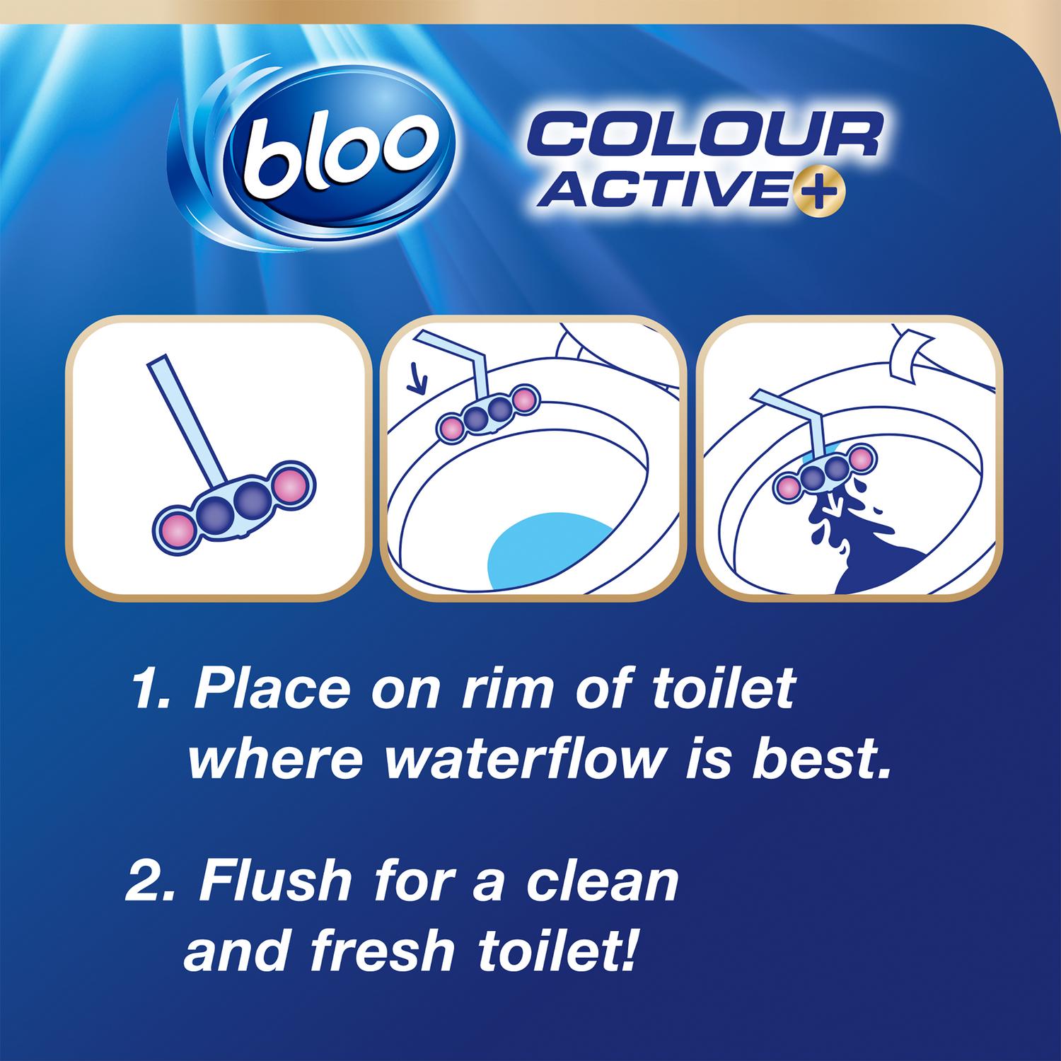 Bloo Colour Active Flower toilet rim block 2x50g - British product