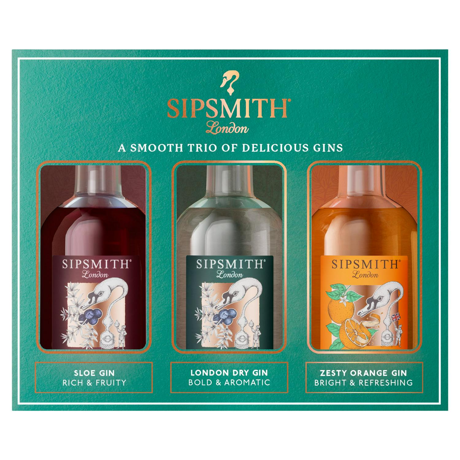 Sipsmith London Mini Trio of Gins Gift Set 3x5cl - British product