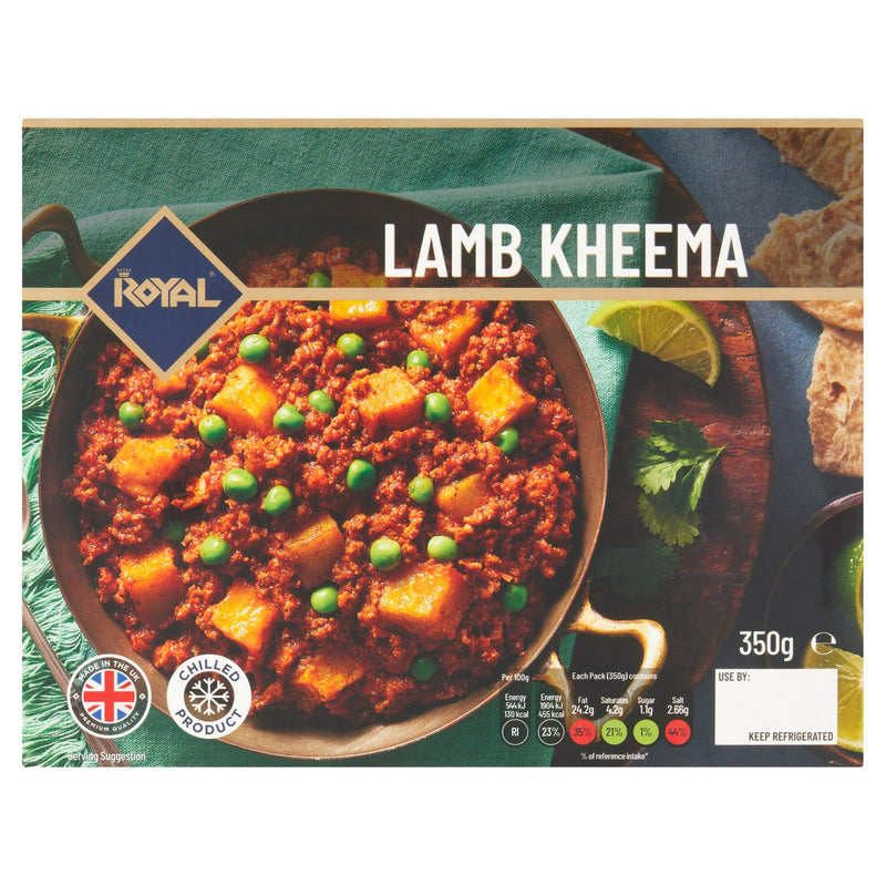 Royal Lamb Kheema Ready Meal 350g, imported from the UK