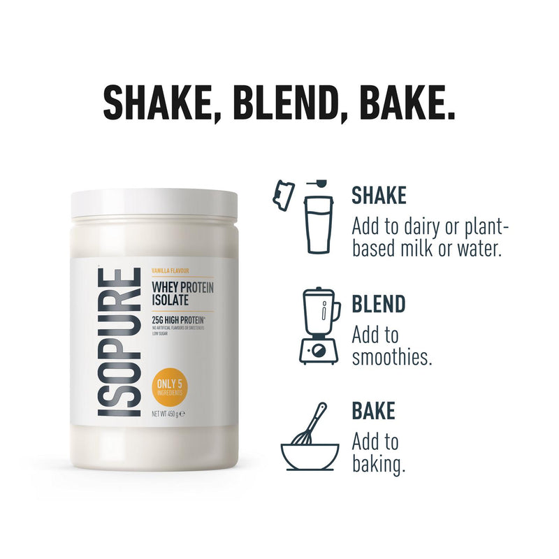 Isopure vanilla whey protein isolate powder 450g tub, UK version