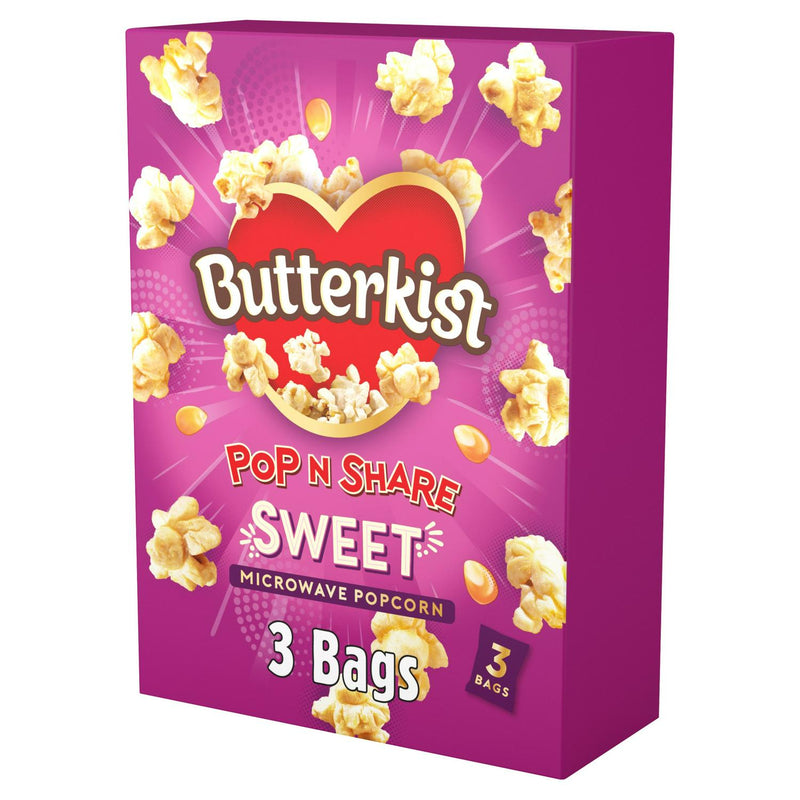 Butterkist Sweet Microwave Popcorn 3 x 60g - British product