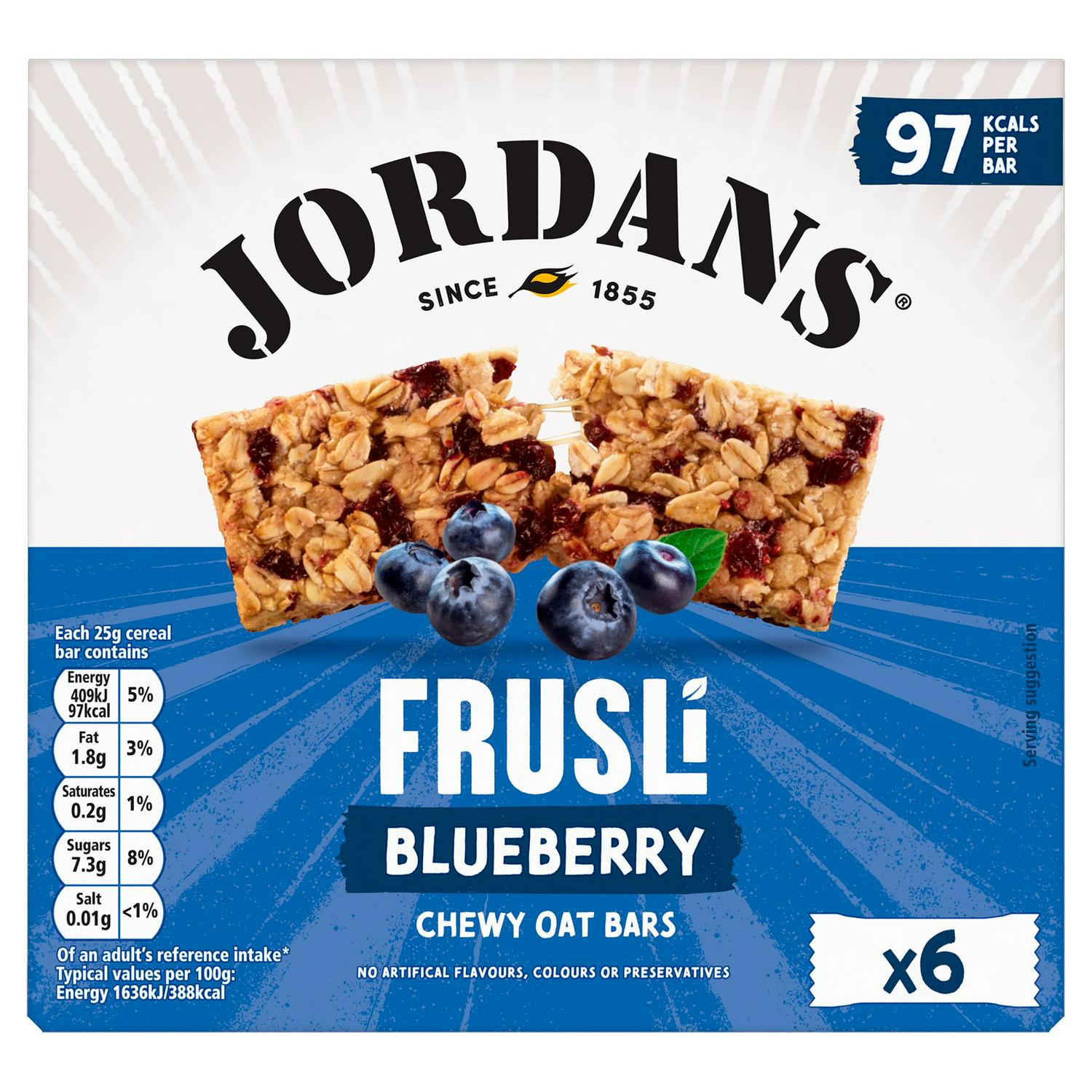 Jordans Frusli Blueberry Oat Cereal Bars 6 x 25g, UK version